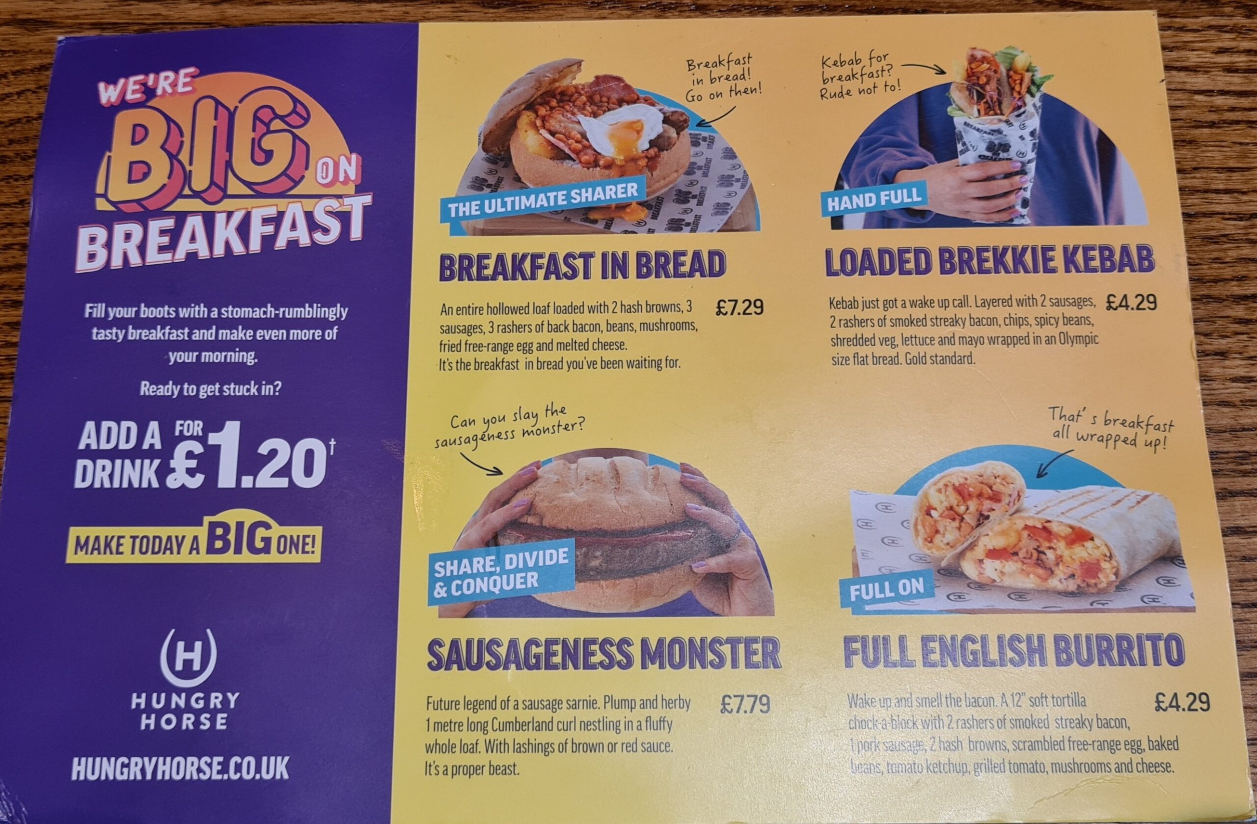 hungry horse breakfast menu
